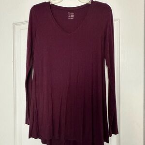 Sonoma Women's Long Sleeve V-Neck Tunic- Rich Burgundy
